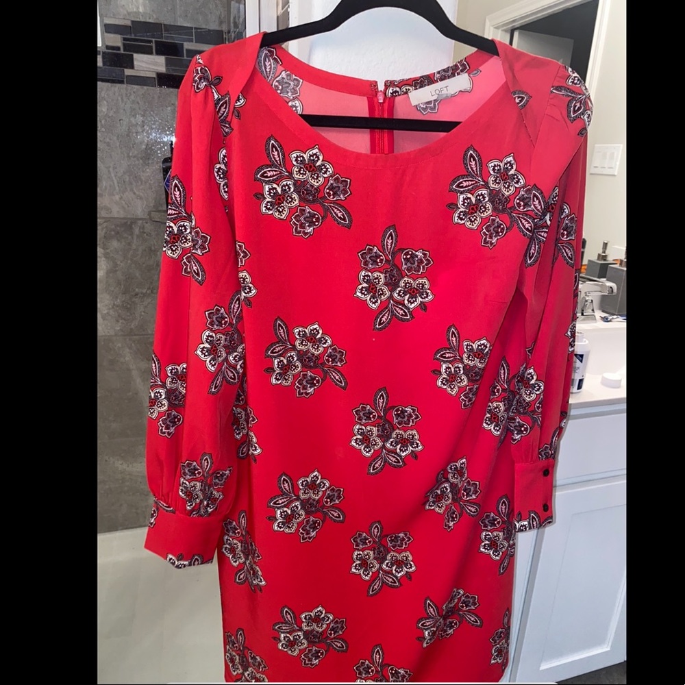 Loft Red Swing Dress
